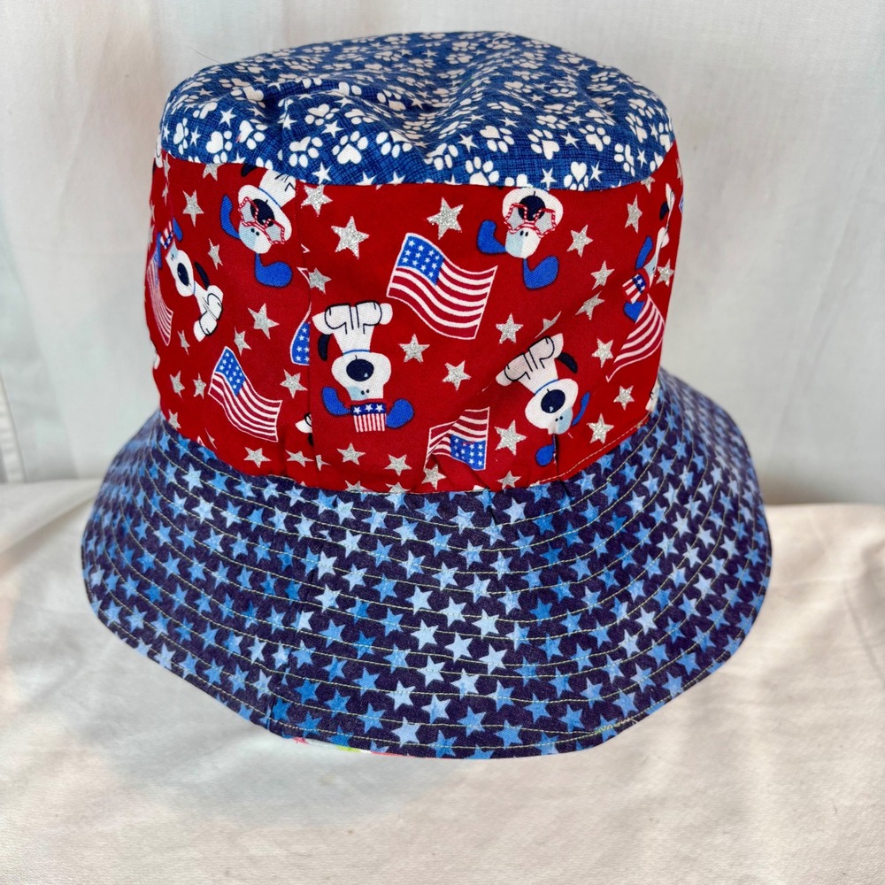 Reversible Bucket Hat Snoopy Patriotic Watermelon 22" diameter - Picture 2 of 5